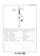 Schematische Darstellung eines Kludi-Waschtischmixers mit Bauteilen und deren Bezeichnungen. Enthält Teile wie Hebel, Keramikkartusche und Abflussgarnitur.